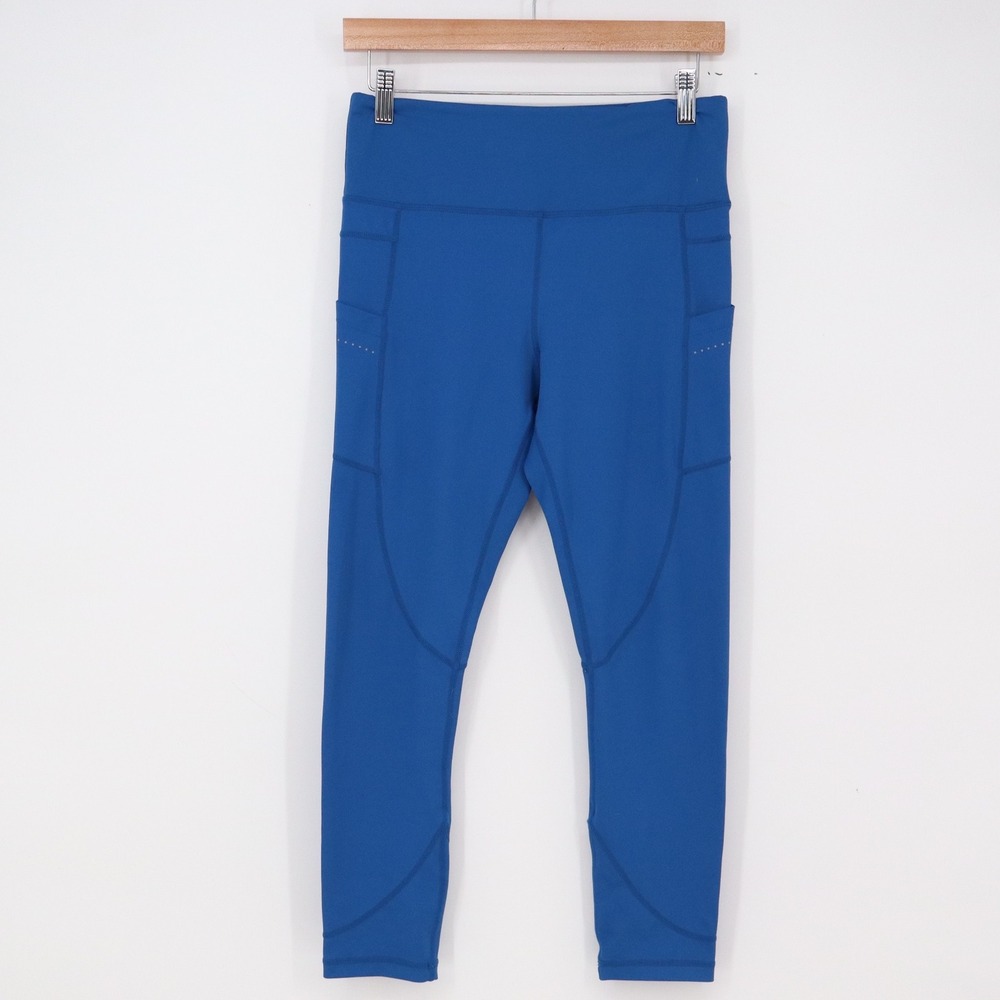 Zyia Active Leggings Womens 8/10 High Waist Pocket Blue Athletic Excellent
